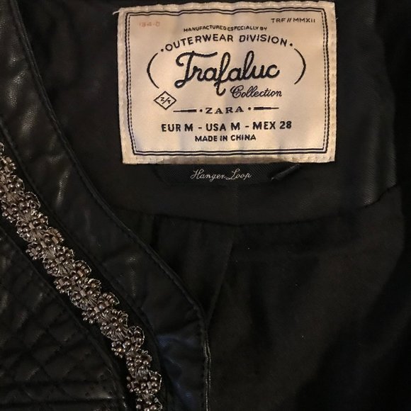 Zara Quilted Faux Leather Beaded Jacket - Picture 4 of 5